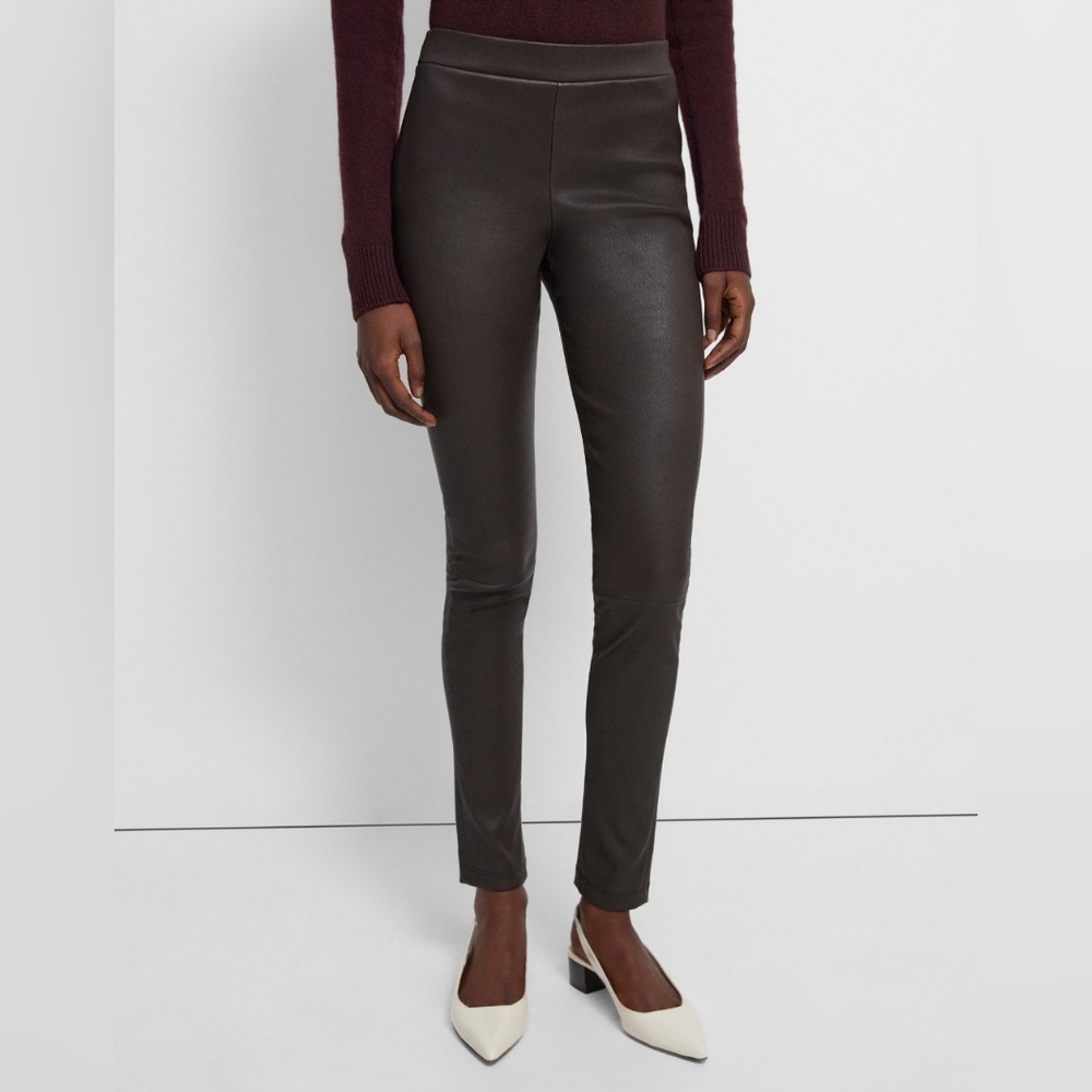 Theory Brown Leather Leggings